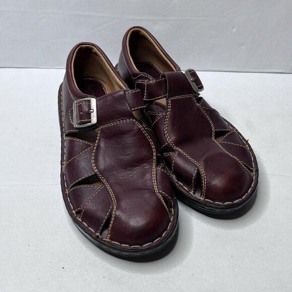 Born Handcrafted Burgundy Leather Fisherman Comfort Sandals Women’s Size 8 M/W - Picture 1 of 12